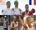 Yohan Diniz 50 spacerem mistrz km, i Siergiej Bakulin Grzegorz Sudol (2 i 3) z Barcelona Mistrzostwa Europy w Lekkoatletyce 2010