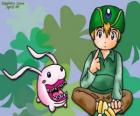 TK i jego Digimon Tokomon, Takeru Takaishi jest najmłodszy z grupy, a młodszy brat Matt