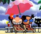 Pucca, Garu i kotów Mio na plaży