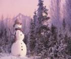 Snowman ze sceną śniegu