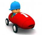 Pocoyo prowadzenia samochodu wyścigowego