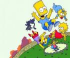 Bracia Simpson z przyjaciółmi Milhouse i Nelson skoki na trampolinie