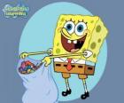 SpongeBob z torbą cukierków