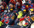Red Bull mechaniczne oglądania wyścigu