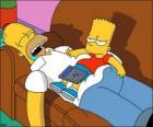 Bart siedzi na brzuchu Homera