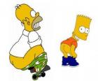 U Homera jest podpięty do spodni koła i imituje Bart nauczania tyłu