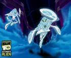 Ampfibian, cudzoziemiec przypominający pozaziemskie z planety Amperia meduza. Ben 10: Ultimate Alien