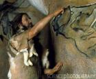 Prehistoryczne malarstwo artysty realizacji jaskini stanowi bawołów w ścianie jaskini, podczas gdy zaobserwował, dinozaur z zewnątrz