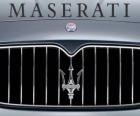 Maserati logo, włoski sportowy samochód marki