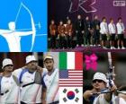 Mężczyzn dekoracji Łucznictwo zespołów, Włochy, Stanach Zjednoczonych i Korei Południowej - London 2012-
