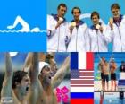 Dekoracji pływanie 4 X 100 m wolna mężczyzna, Francja, Stanach Zjednoczonych i Rosji - London 2012-
