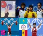 Podnoszenie ciężarów 53 kg kobiet dekoracji, Zulfiya Chinshanlo (Kazachstan), Hsu Shu-Ching (Tajpej) i Cristina Iovu i Cristina Iovu (Mołdawia) - London 2012-