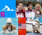 Scalonej dekoracji pływanie 400 m pojedynczych kobiet, Shiwen Ye (Chiny), Elizabeth Beisel (Stany Zjednoczone) i Li Xuanxu (Chiny) - London 2012