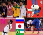Judo mężczyzn - 60 kg dekoracji, Arsen Galstian (Rosja), Hiroaki Hiraoka (Japonia) i Philip Kitadai (Brazylia), Sobirow Riszod (Uzbekistan) - London 2012-
