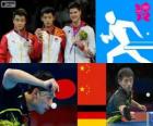 Dekoracji tenis stołowy mężczyzn indywidualnej, Zhang Jike, Wang Hao (Chiny) i Dimitrij Owczarow (Niemcy) - London 2012-