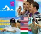 Pływanie mężczyzn 200 metrów stylem zmiennym, Michael Phelps, Ryan Lochte (Stany Zjednoczone) i László Cseh (Węgry) - London 2012-