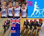 Dekoracji Kolarstwo utwór prowadzenia przez zespoły 4000 m mężczyzn, Wielkiej Brytanii, Australii i Nowej Zelandii - London 2012-