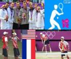 Handball men gra podwójna dekoracji podwójne, Bob Bryan i płci męskiej Mike Bryan (USA), Michael Llodra, Jo-Wilfried Tsonga i Julien Benneteau, Richard Gasquet (Francja) - London 2012-