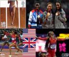 Kobiet Lekkoatletyka 400 m podium, Sanya Richards-Ross (Stany Zjednoczone), Christine Ohurougu (Wielka Brytania) i DeeDee Trotter (Stany Zjednoczone), Londyn 2012