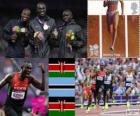 Dekoracji lekkoatletyka 800 m mężczyzn, David Rudisha (Kenia), Nijel Amos (Botswana) i Timothy Kitum (Kenia), London 2012