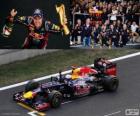 Sebastian Vettel świętuje zwycięstwo w Grand Prix di Corea del sud 2012
