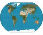 Mapa ziemi. Mapa z projekcji Robinson, który umożliwia przedstawienie całego świata