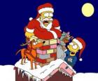 Homer i Bart Simpson pomóc Santa Claus prezenty