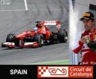 Fernando Alonso świętuje swoje zwycięstwo w Grand Prix Hiszpanii 2013