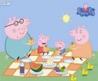 Peppa Pig i jej rodzina zrobić piknik