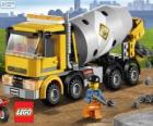 Betonomieszarka pojazd ciężarowy i robotnik budowlany, Lego City