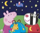 Peppa Pig z przyjaciółką Zoe Zebra w gwiaździstą noc