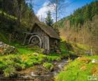 Mały Młyn drewna rzeką w regionie Schwarzwald, Niemcy