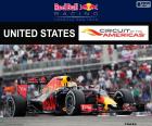 Daniel Ricciardo, trzeci w Grand Prix Stanów Zjednoczonych 2016 pilotowanie jego Red Bull