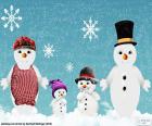Rysunek z rodzina snowmen, założona przez rodziców i dwoje dzieci