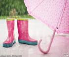 Buty i różowy parasol