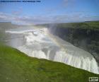 Wodospad Gullfoss, w kanionie rzeki Hvita w południowo-zachodniej Islandii