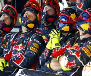 Układanka Red Bull mechaniczne oglądania wyścigu