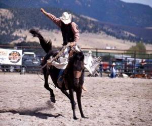 Układanka Rodeo - Jeździec w siodle konkurencji bronc, miłośników dzikiego konia