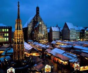 Układanka Rynek Christkindl Norymberga Niemcy Bawaria