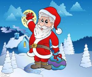 Układanka Santa Claus  w śnieżny krajobraz