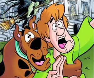 Układanka Scooby-Doo i jego przyjaciel Shaggy uciekają przerażeni