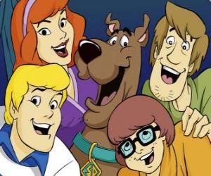 Układanka Scooby Doo i wszystkie gang: Kudłaty, Velma, Fred i Daphne
