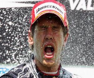 Układanka Sebastian Vettel świętuje swoje zwycięstwo w Grand Prix Europy Valencia (2010)
