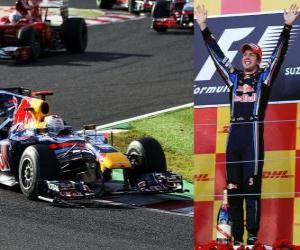 Układanka Sebastian Vettel świętuje zwycięstwo w Grand Prix Japonii (2010)