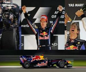 Układanka Sebastian Vettel świętuje zwycięstwo w Grand Prix Abu Zabi (2010)