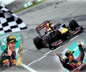 Układanka Sebastian Vettel świętuje swoje zwycięstwo w Grand Prix Malezji (2011)