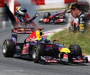 Układanka Sebastian Vettel świętuje zwycięstwo w Grand Prix Hiszpanii (2011)