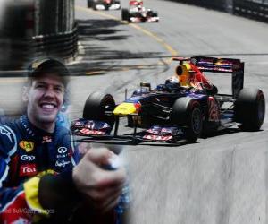 Układanka Sebastian Vettel świętuje zwycięstwo w Grand Prix Monako (2011)