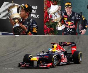 Układanka Sebastian Vettel świętuje zwycięstwo w Grand Prix Bahrajnu (2012)