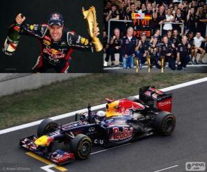 Układanka Sebastian Vettel świętuje zwycięstwo w Grand Prix di Corea del sud 2012